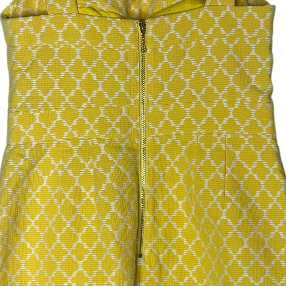 Kate Spade New York Hilary Yellow White Quatrefoil Sweetheart Dress Size 2